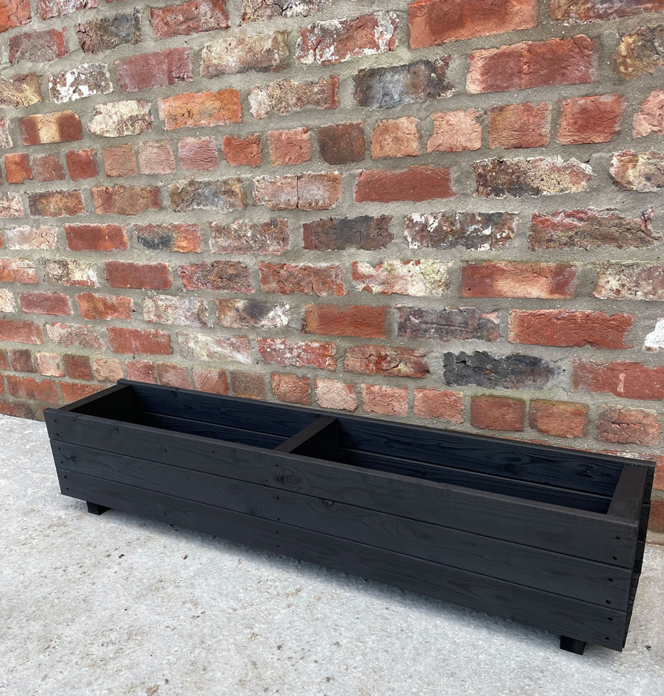 Wood Plant Planter Box Container Charcoal Black 110cm Large