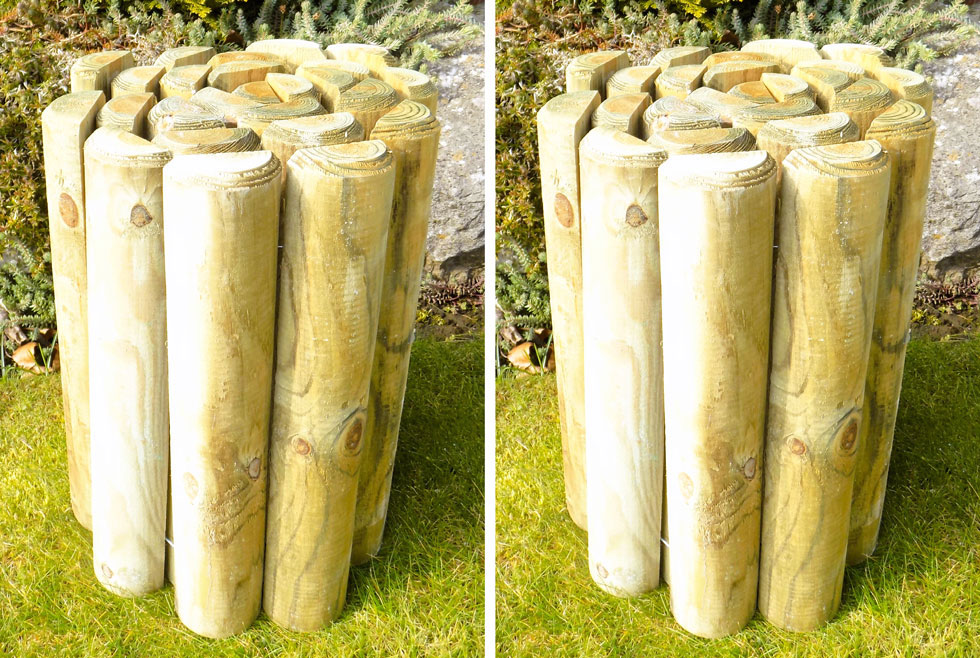 Gardening Wood Log Roll Edging Patio Border Edge 37.5cm High Pack 0f 2