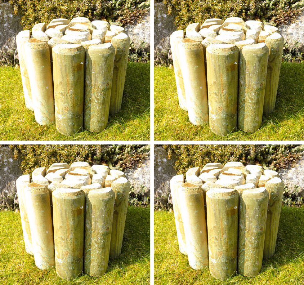 Wooden Garden Flower Border Log Roll Edging 23cm high Pack Of 4