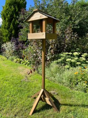 Wooden Bird Table Garden Feeder Slate Roof READY MADE - UK Garden Products