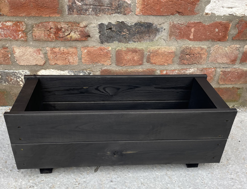 Wood Plant Planter Box Container Charcoal Black 60cm