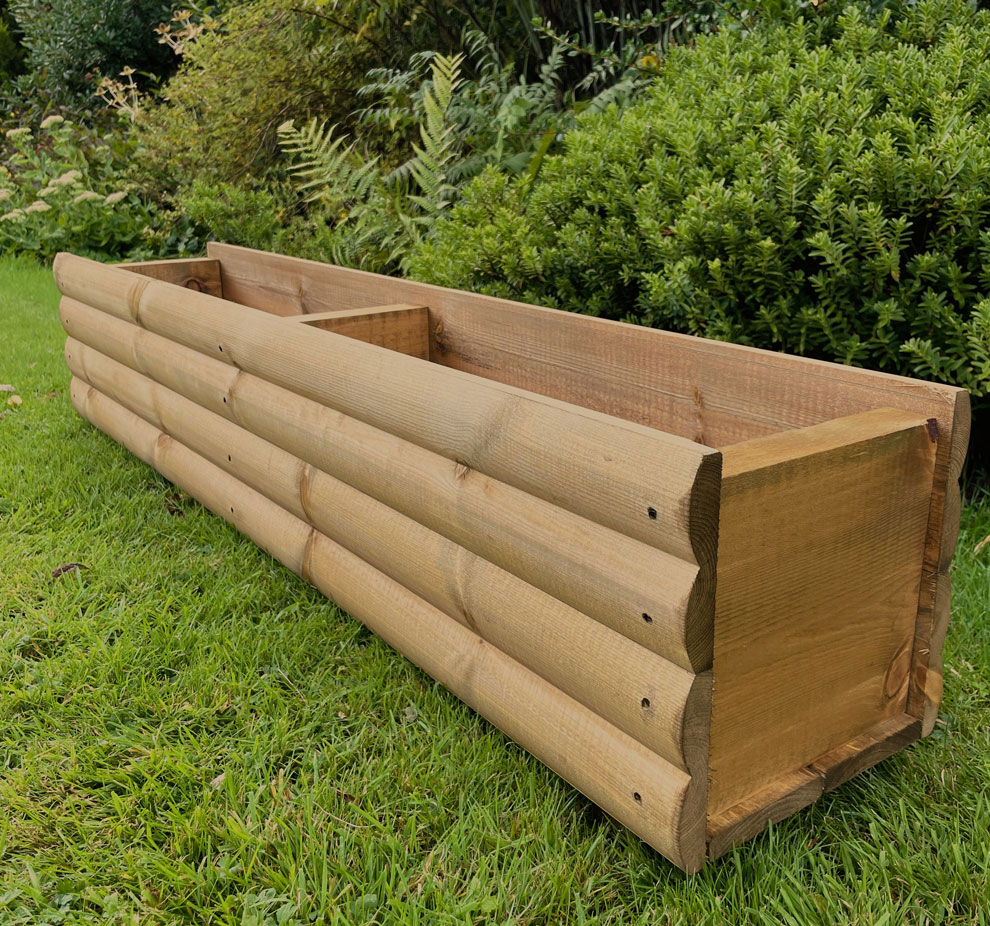 Log Style Wooden Flower Planter Heavy Duty Large 120 cm