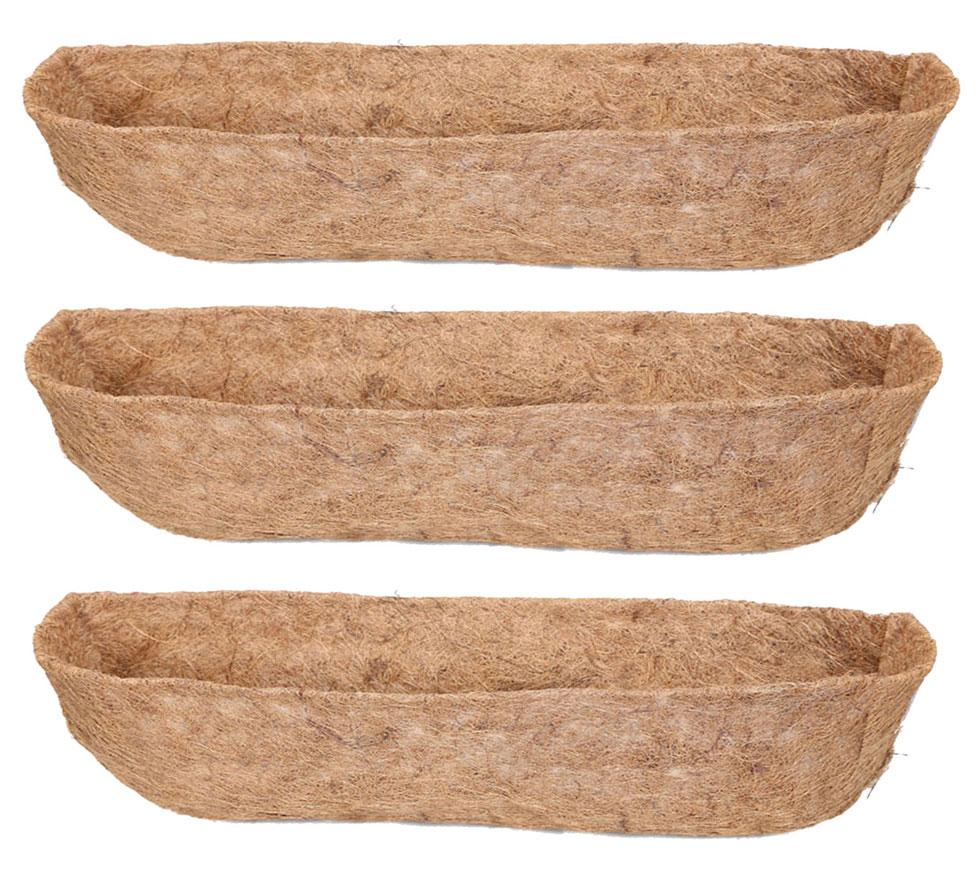 Coco Plant Flower Liners Wall Box Trough 120cm Set of 3