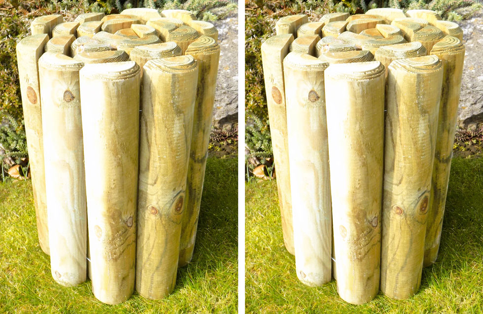 Wooden Log Border Garden Bed Roll Edging 45cm High Pack of 2